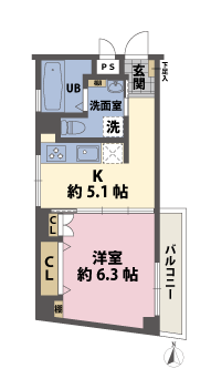 1Kの間取図